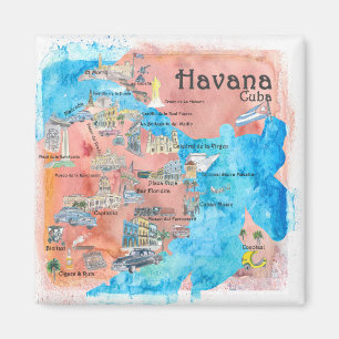 Imã Havana Cuba ilustrou o mapa retro do viagem