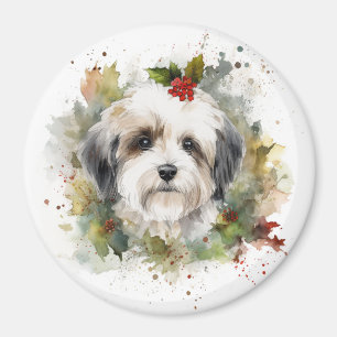 Imã Havanês de Natal Wreath Festivo Pup