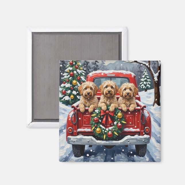Imã Havanese Christmas Red Truck Holiday (Front/Back)