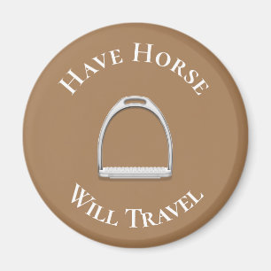 Imã "Have Horse Will Viagem" Inglês Stirrup Brown