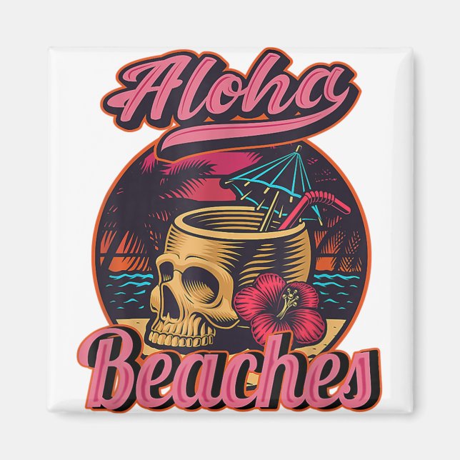 Imã Hawaii Aloha pratica o esqueleto de Gótico tropica (Frente)