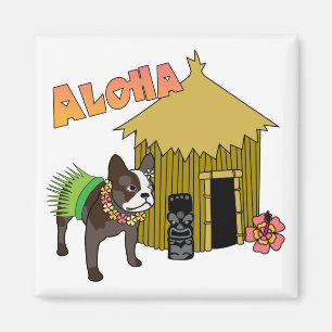Imã Hawaii French Bulldog Tiki Hula Magnets