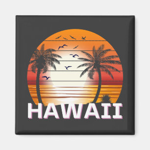 Imã Hawaii Vintage Palm Trees Summer Beach