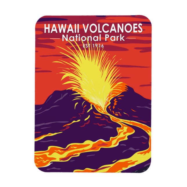 Ímã Hawaii Volcanoos National Park Vintage (Vertical)