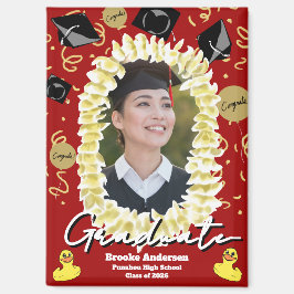 Imã Hawaiian Graduation Plumeria Lei Confetti Photo Ma