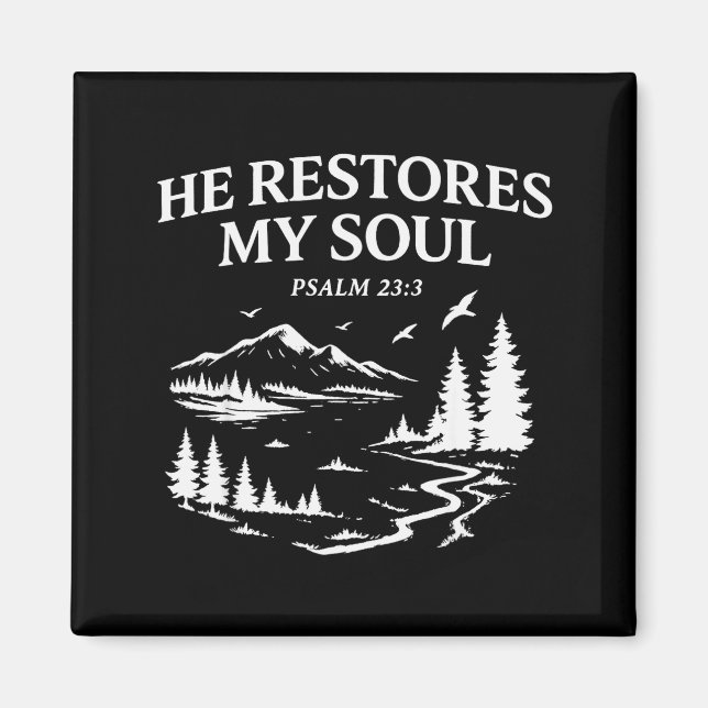 Imã He Restores My Soul Psalm 23_3 Christian Bible Ver (Frente)