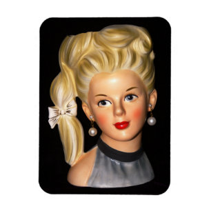 Ímã Head Vase 1960 Girl with Bouffant & Side Ponytail