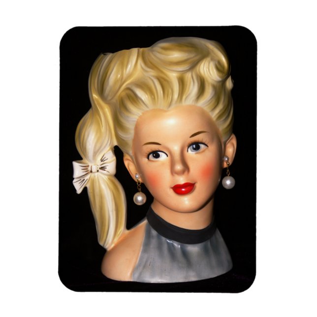 Ímã Head Vase 1960 Girl with Bouffant & Side Ponytail (Vertical)