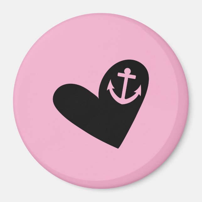 Imã heart and anchor pink (Frente)