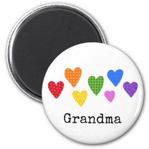 Imã Heart Art Grandparent Name Kids Rainbow Colors Fun