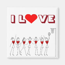 Imã Heart Design I Love Netball