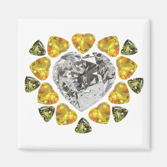 Imã Heart Diamond Gemstone Art (Frente)