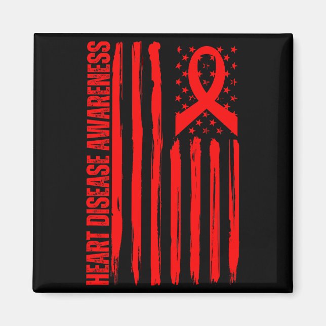 Imã Heart Disease Awareness American Flag Chd Congenit (Frente)