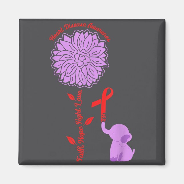 Imã Heart Disease Awareness Faith Hope Fight Love Card (Frente)