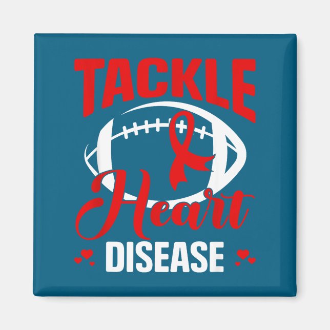 Imã Heart Disease Awareness Red Heart Tackle Heart Dis (Frente)