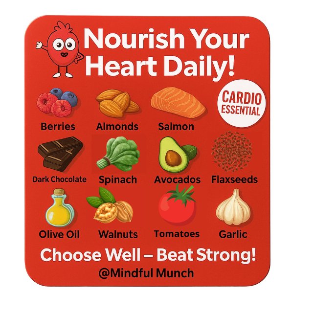 Imã ❤️ Heart Healthy Fridge Magnet (Protect your heart with foods that lower cholesterol and support circulation—displayed in one sleek )