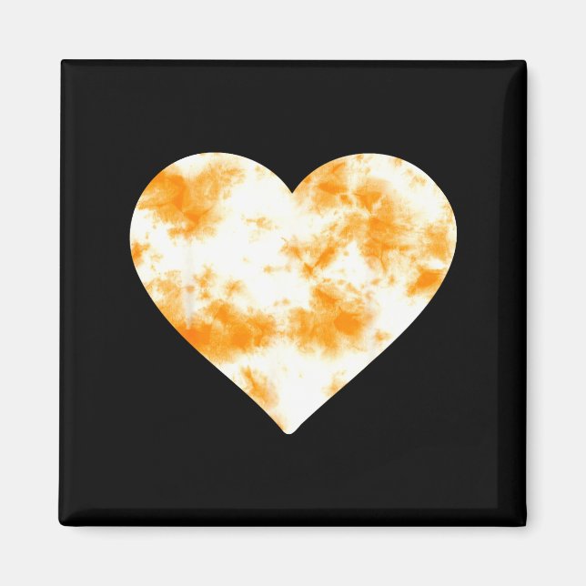 Imã Heart Orange Tie Dye - Cute Valentines Day Graphic (Frente)