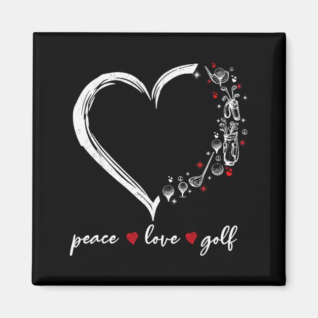 Imã Heart Peace Love Golf Player Srt Lovers Outfit Wom (Frente)