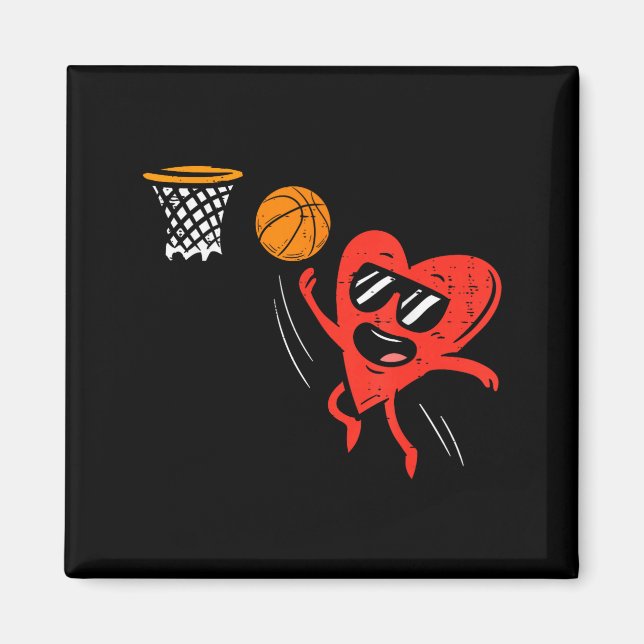 Imã Heart Playing Basketball Cute Valentines Day Srts  (Frente)