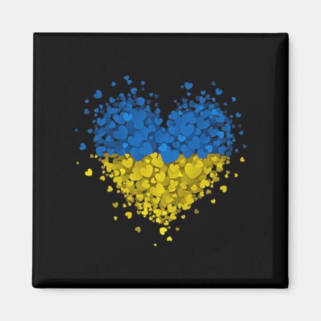 Imã Heart Quebra-cabeça Ucrânia Ame a Ucrânia Flag S U (Frente)