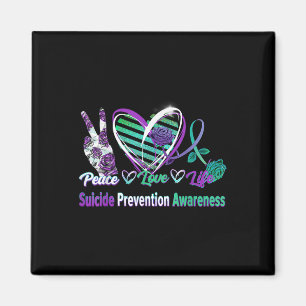 Imã Heart Ribbon Rosa Peace Love Mental Health Suicídi