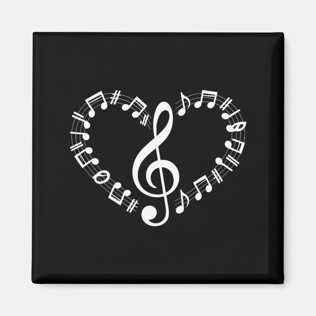 Imã Heart Shape Musical Notes Music Lovers Happy Valen (Frente)