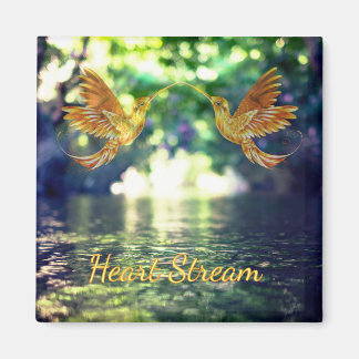 Imã Heart Stream - Golden Hummingbirds Magnet
