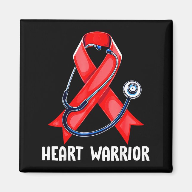 Imã Heart Warrior Stethoscope Red Nurse Heart Disease  (Frente)