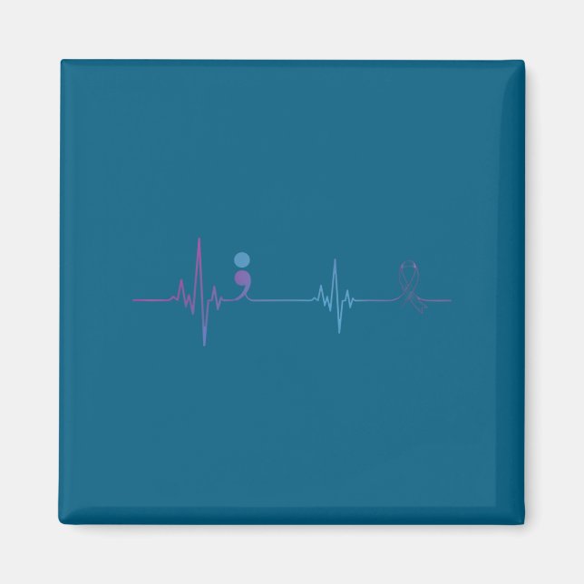 Imã Heartbeat Semicolon Suicide Prevention Awareness  (Frente)