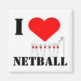 Imã "Hearts and Stick Figures I Love Netball"