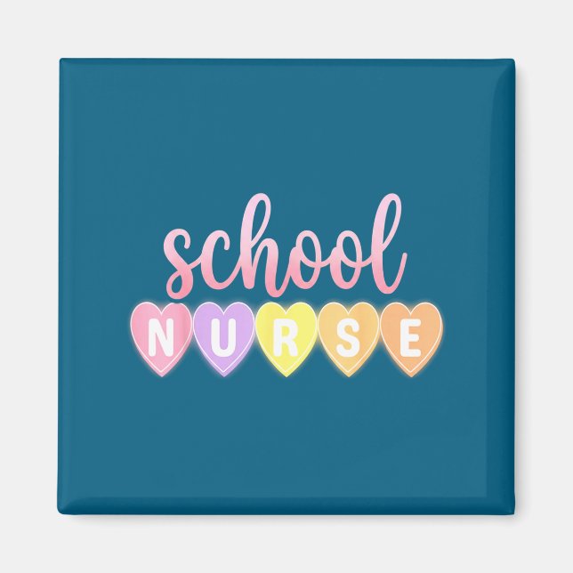 Imã Hearts School Nurse Medical Istant Valentines Day  (Frente)