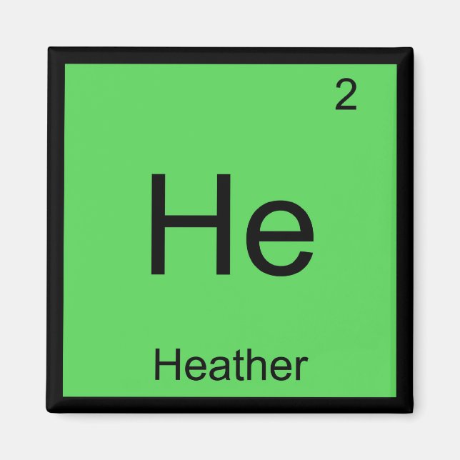 Imã Heather Nome Elemento Químico Tabela Periódica (Frente)
