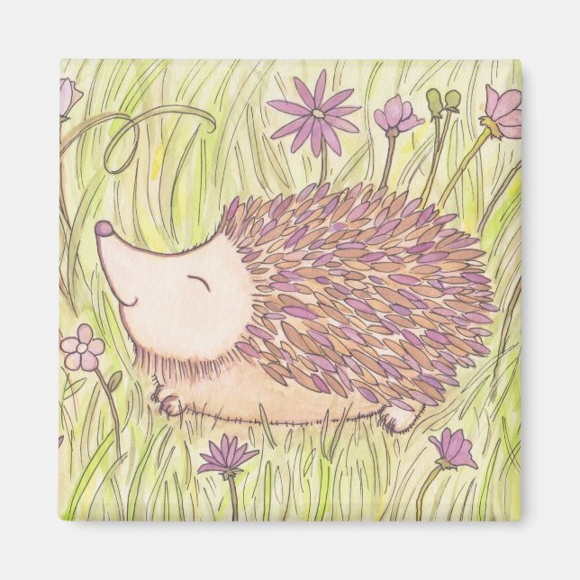 Imã Hedgehog Feliz em Springtime (Frente)