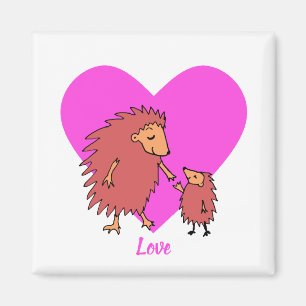 Imã Hedgehog, mãe e criança amando ímã
