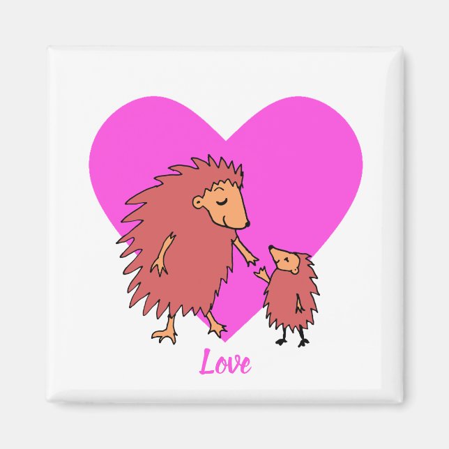 Imã Hedgehog Mãe e Filho Amor Magnet (Frente)