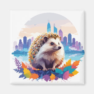 Imã Hedgehog Vetor Art Animal Na Natureza Majestosa