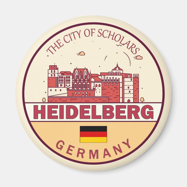 Imã Heidelberg Alemanha City Skyline Emblem (Frente)