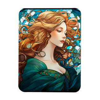 Ímã Helena - Mulher Loura Escura no Estilo Art Nouveau