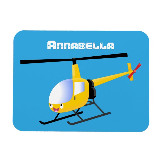Ímã Helicóptero de animação amarelo giro (Horizontal)