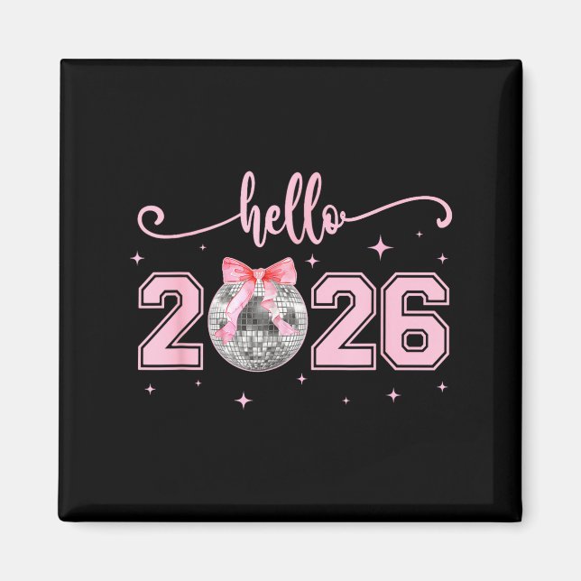 Imã Hello 2026 Cute Nk Bow 2026 New Year's Eve Party  (Frente)
