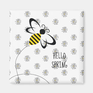 Imã Hello Spring Home Decor with Bee Glass