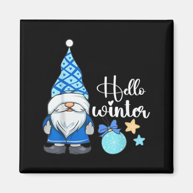 Imã Hello Winter, Nordic Christmas Gnome  (Frente)
