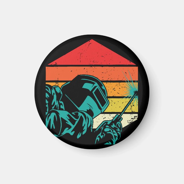 Imã Helmet Silhouette Welder Gif De Soldadura De Vinta (Frente)