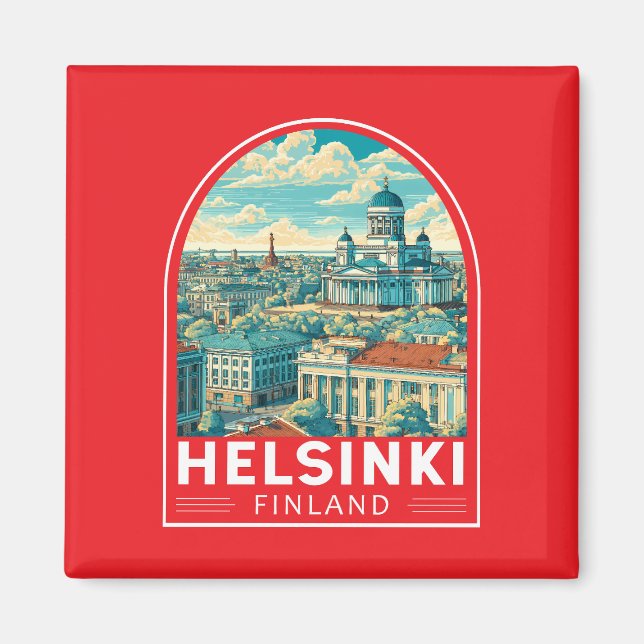 Imã Helsinki Finland Travel Art Emblem (Frente)