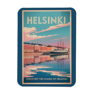 Ímã Helsinki Finlândia Praia Viagem Arte Vintage