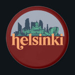 Imã Helsínquia, Finlândia, Skyline Retro Cityscape Art<br><div class="desc">Design com lindas linhas do horizonte, atração turística e arte de paisagem urbana, arranha-céu Legal e ilustração da silhueta de construção para turistas e viajantes. Perfeito como lembrança para trazer de volta para casa quando viaja pelo mundo. Guarde a memória do seu viagem e as suas férias com a família...</div>