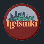 Imã Helsínquia, Finlândia, Skyline Retro Cityscape Art<br><div class="desc">Design com lindas linhas do horizonte, atração turística e arte de paisagem urbana, arranha-céu Legal e ilustração da silhueta de construção para turistas e viajantes. Perfeito como lembrança para trazer de volta para casa quando viaja pelo mundo. Guarde a memória do seu viagem e as suas férias com a família...</div>
