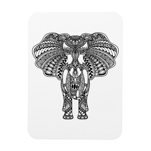Ímã Henna Mehndi Decorou o Elefante Indiano (Vertical)