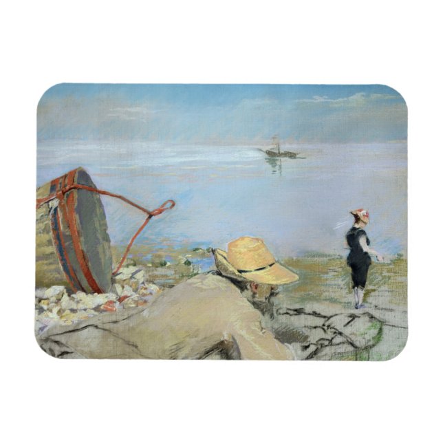 Ímã Henri Guerard Relaxing na praia (pastel na lata) (Horizontal)