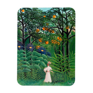 Ímã Henri Rousseau - Mulher caminhando em uma Floresta